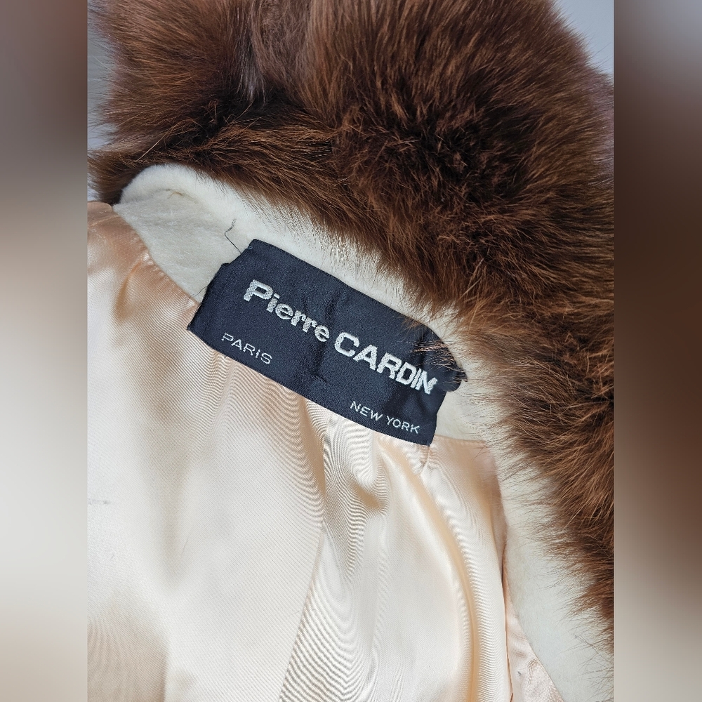 VTG 70s Pierre Cardin Princess-Cut Coat with Fox Fur Collar - Picture 15 of 16